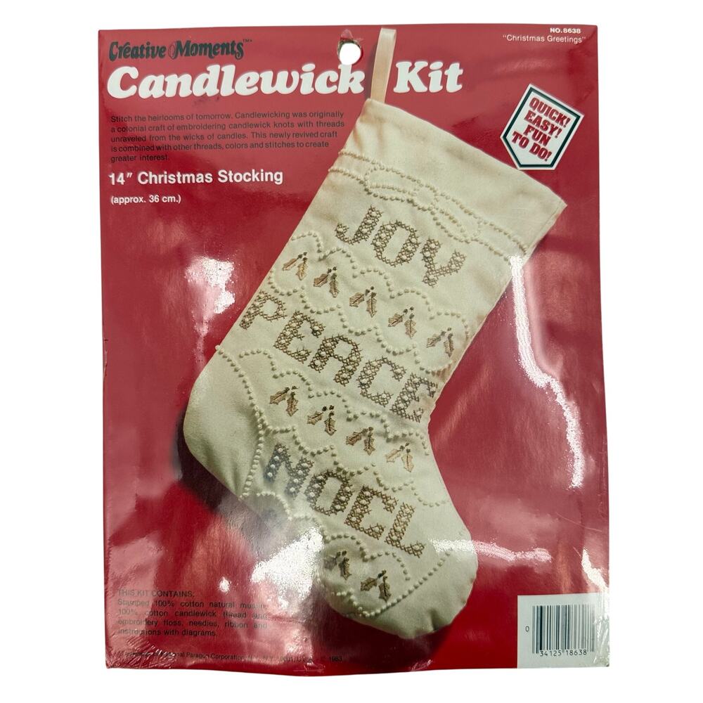 Creative Moments 14” Christmas Stocking Candlewick Kit 8638 Christmas Greetings